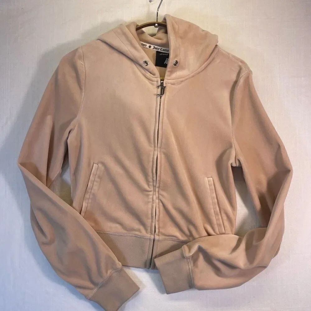 Juicy Couture X Shoe Palace Pebble Velour Full Zip Rhinestone Hoodie Size Small